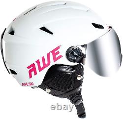 AWE Snowboard Freeride VISOR SUPER LIGHTWEIGHT In Mould Ski Helmet White 55-58cm