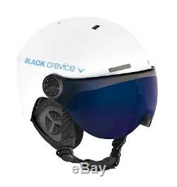 BLACK CREVICE Ski-& Snowboardhelm mit Visier Modell GSTAAD White/Blue