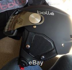 BOLLE BACKLINE VISOR Soft Black & Silver Ski Helmet Silver Gun/lemon Visor 54-56
