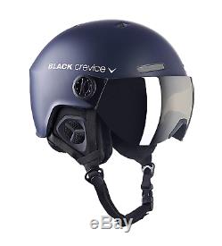 Black Crevice Gstaad Unisex Adult Ski Helmet with Visor, Navy/White, S/M 54-57
