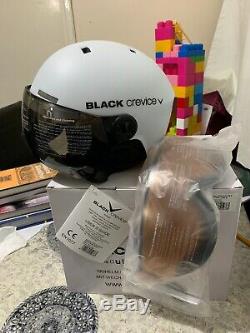 Black Crevice Gstaad Unisex Adult Ski Helmet with Visor, White, SizeS (51-54)