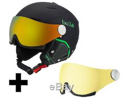 Bollé Backline Visor Premium Skihelm soft black & green/fire green visor + lemon