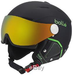 Bollé Backline Visor Premium Skihelm soft black & green/fire green visor + lemon