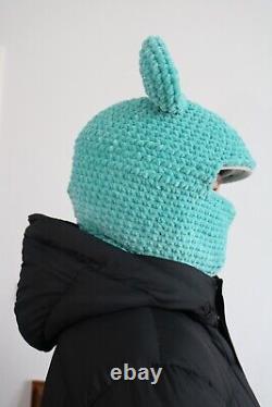 Green Ski Helmet Balaclava, Snowboard Mask, Helmet Protector, Crocheted, Animals