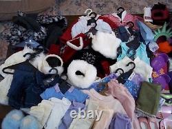 HUGE LOT American Girl clothes, shoes, boots, skis, snowboard, salon table, more