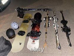 Joblot 2x Snowboards 3x Pair Of Skis 3x Pairs Poles 2x Boots 2x Helmets