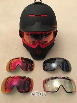 Ruroc Rg-1x Black Inferno Ski / Snowboard Helmet M/l(57-61) + 5 Lenses New