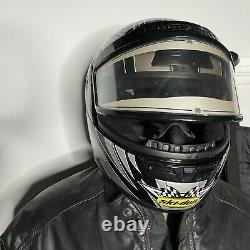 Ski Doo Leather Snowmobile Bombardier Suit Insulated Jacket Bibs L And Helmet
