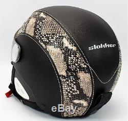 Slokker Dinho Skihelm mit Visier Leder-Look Schutzhelm Ski Snowboard Helm Gr M