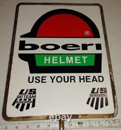 Vintage Double Sided Boeri Helmet US Ski Team Snowboarding Advertising Sign Rare