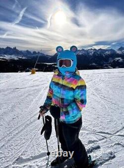 Casque de ski bleu avec cagoule, masque de snowboard, protecteur de casque, crocheté, animaux