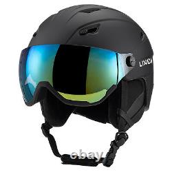 Casque de ski intégré pour hommes et femmes, casque de snowboard avec visière et lunettes amovibles