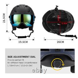 Casque de ski intégré pour hommes et femmes, casque de snowboard avec visière et lunettes amovibles