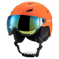 Casque de ski pour hommes et femmes Casque de snowboard avec visière amovible et lunettes de protection