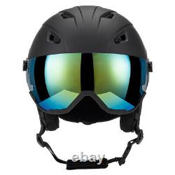 Casque de ski pour hommes et femmes Casque de snowboard avec visière amovible et lunettes de protection.