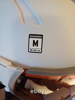 Casque de snowboard et de ski SALOMON MIRAGE ACCESS BLANC taille moyenne 56-59cm avec visière orange et ventilation