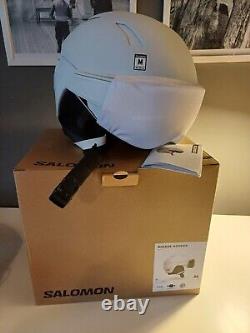 Casque de snowboard et de ski SALOMON MIRAGE ACCESS BLANC taille moyenne 56-59cm avec visière orange et ventilation