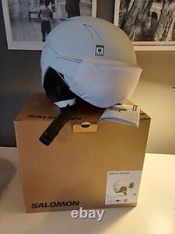 Casque de snowboard et de ski SALOMON MIRAGE ACCESS BLANC taille moyenne 56-59cm avec visière orange et ventilation