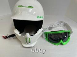 Rouroc Blanc Vert Plein Visage Bouclier Rg1-x Ski/snowboard Taille Du Casque 57-61 M/l