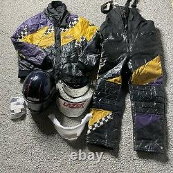 Ski Doo Leather Snowmobile Racing Suit Isolated Jacket Bibs L Et Casque